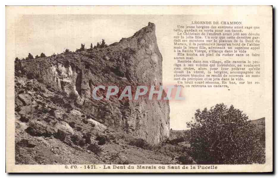 La Dent du Marais ou Saut de la Pucelle — légende de Champon — J. Gouttefanges, Olliers (P.-de-D.)