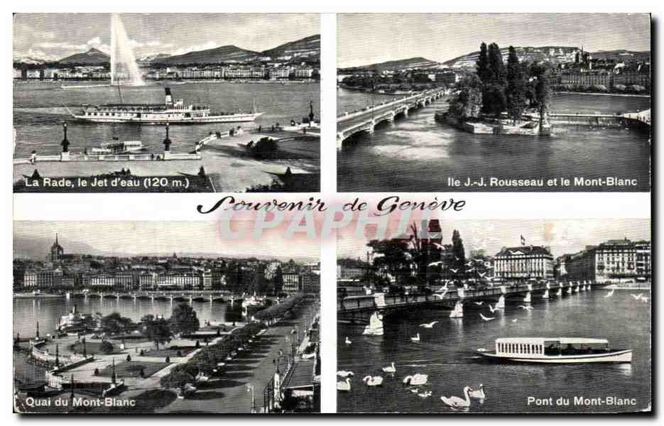 CPA La Rade Le Jet D'Eau Souvenir De Geneve