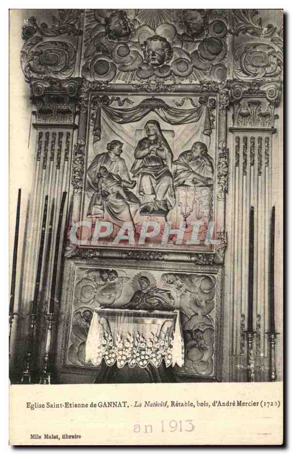 CPA Eglise Saint Etienne De Gannat La Nativitr Retaole Bois D'Andre Mercier