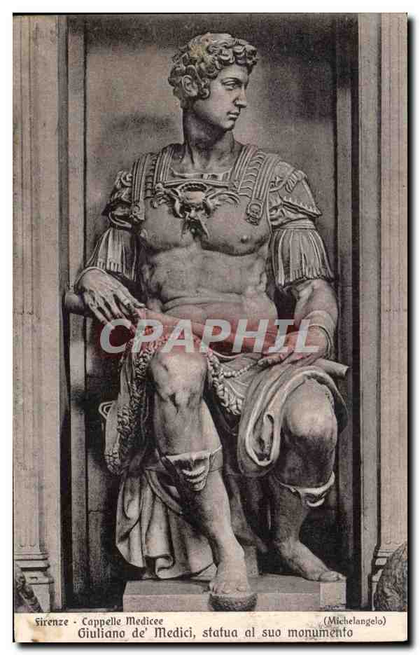 CPA Firenze Cappelle Medicee Giuliano de Medici Statue al Suo Monumento