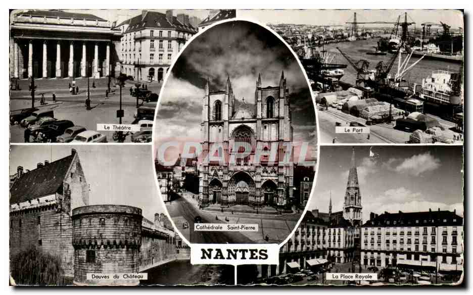 CPA Nantes Theatre Le port Douves du chateau la Place royale