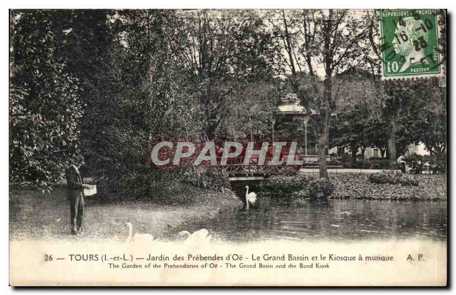 CPA Tours Jardin des Prebendes d'oe Le Grand Bassin et le Kiosque a Musique