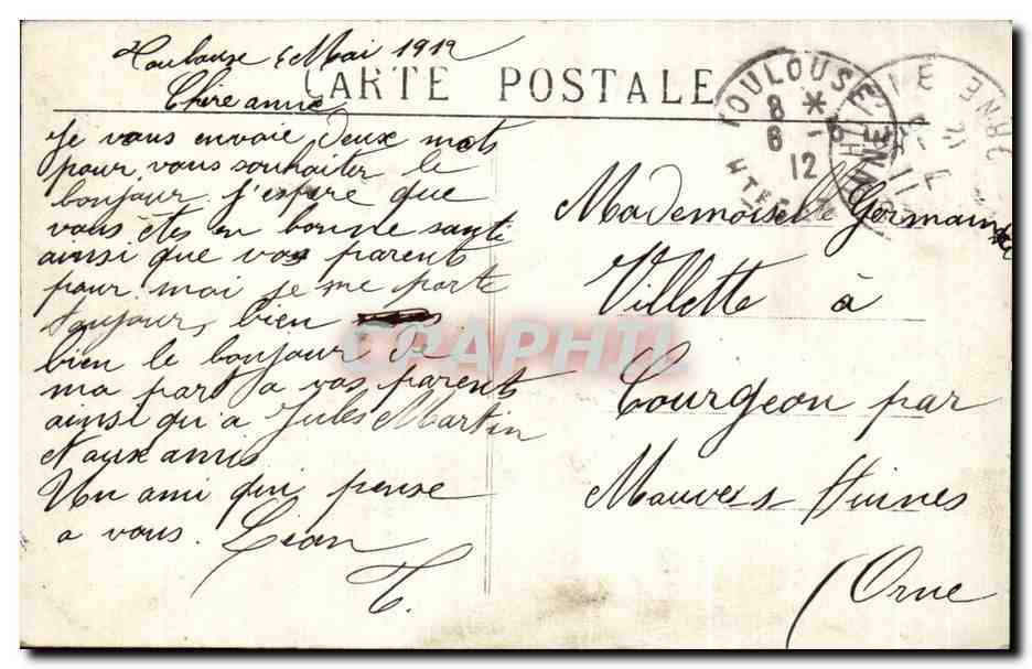 Toulouse — Gare Matabiau — J. Long, Imprimeur, Toulouse — Rückseite