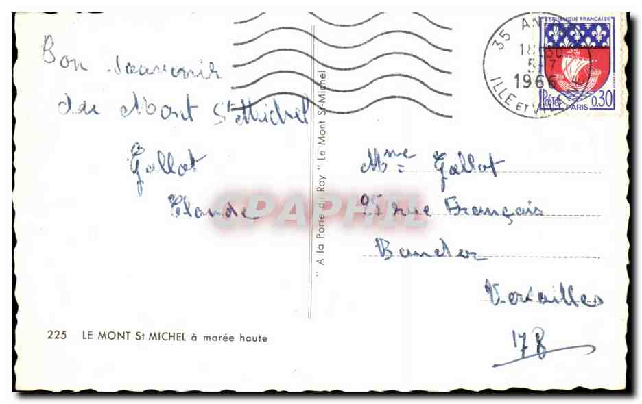 CPA Le Mont Saint Michel a maree Haute — Verso