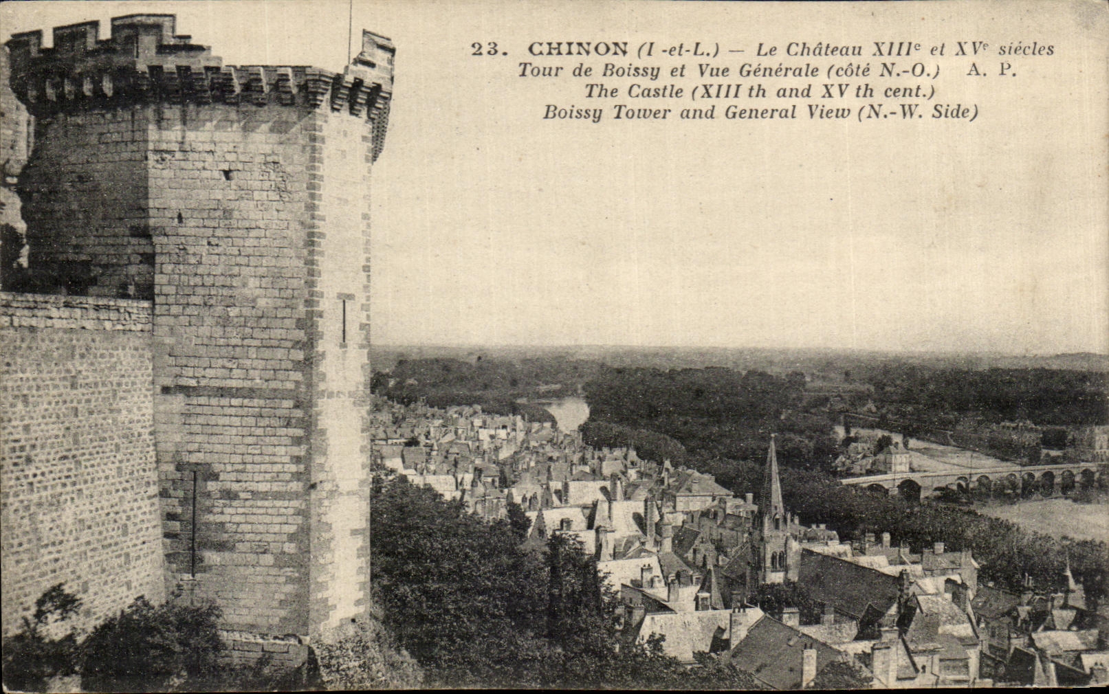 CPA Chinon Le Chateau Tour de Boissy et Vue Generale 