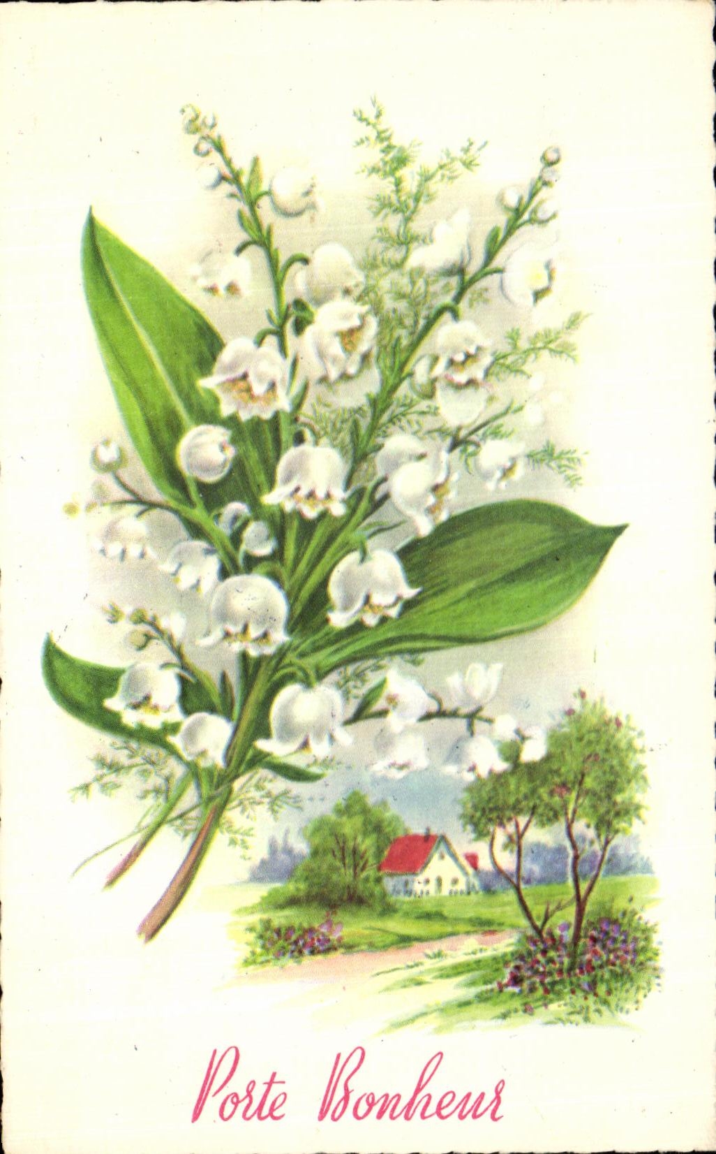 CPA Porte Bonheur Muguet Fleurs 
