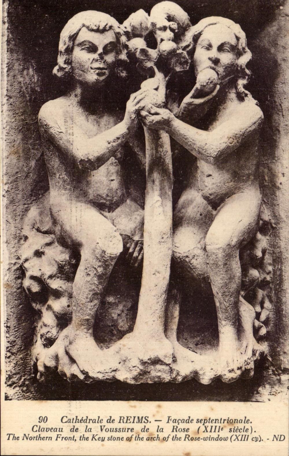 CPA Cathedrale de Reims Facade Septentrionale Claveau de la Voussure de la Rose 