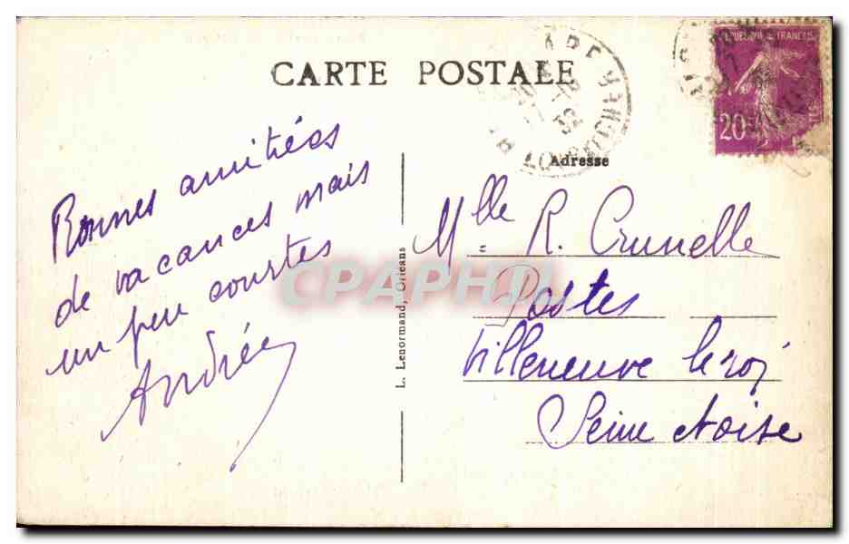 CPA Blois L'Hopital — Rückseite