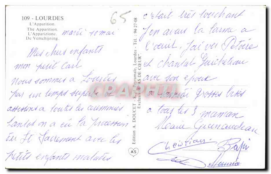CPSM Lourdes L'Apparition Moutons — Verso