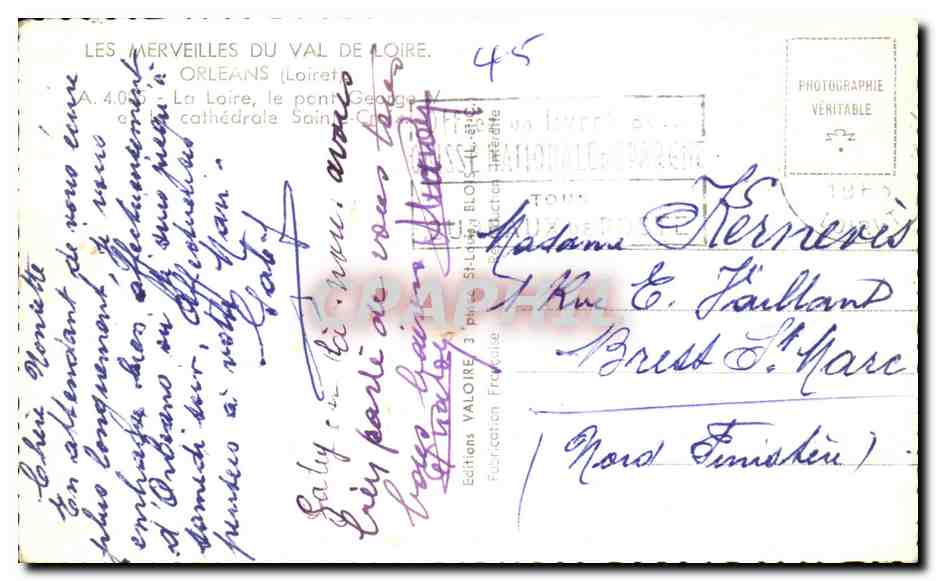 CPA Merveilles Du Val de Loire Orleans La Loire Le Pont Georges V — Verso