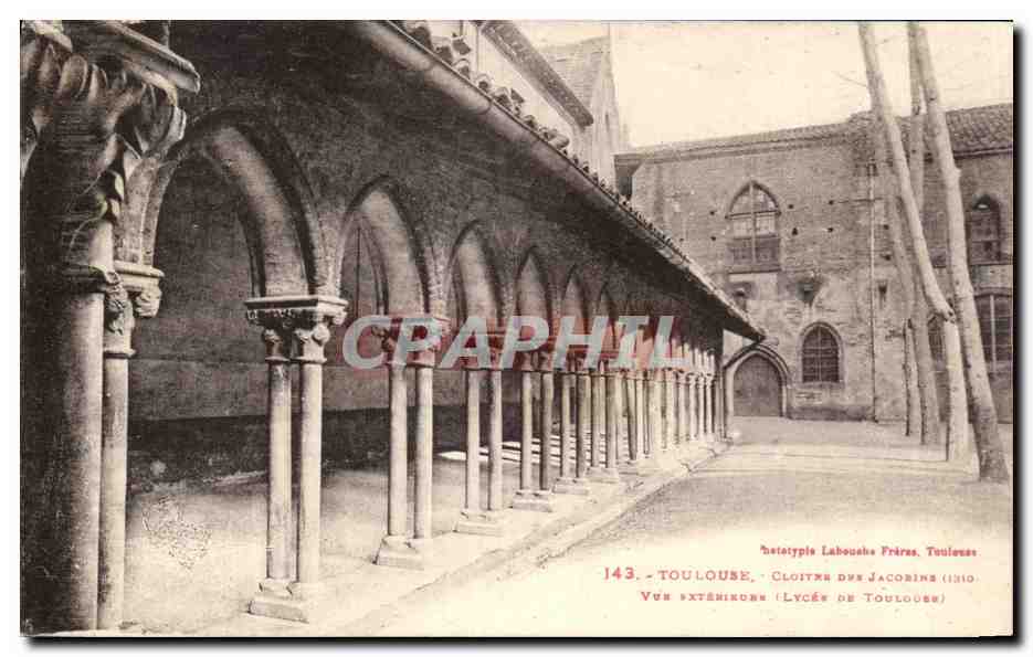 Cloître des Jacobins - Toulouse — Vue extérieure (Lycée de Toulouse) — Hetotypie Labouche Frères, n°143