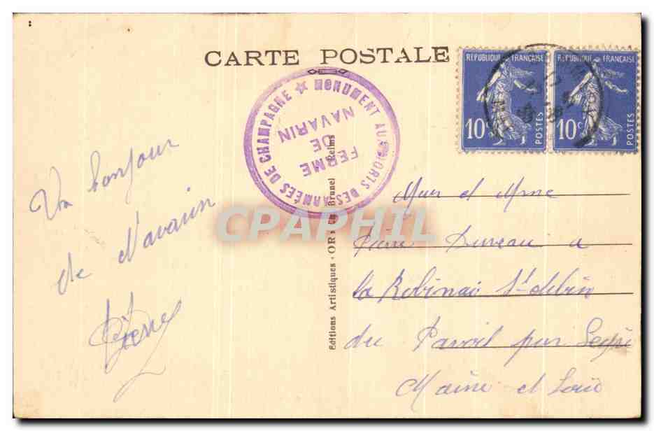 En Champagne Navarin — Vue des Champs de Bataille au Soleil couchant — Éditions Artisitiques OR (Séral) — Reverso
