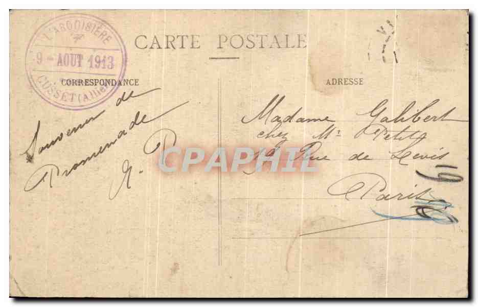 CPA Environs de Vichy Cusset Les Rives du Sichon — Verso