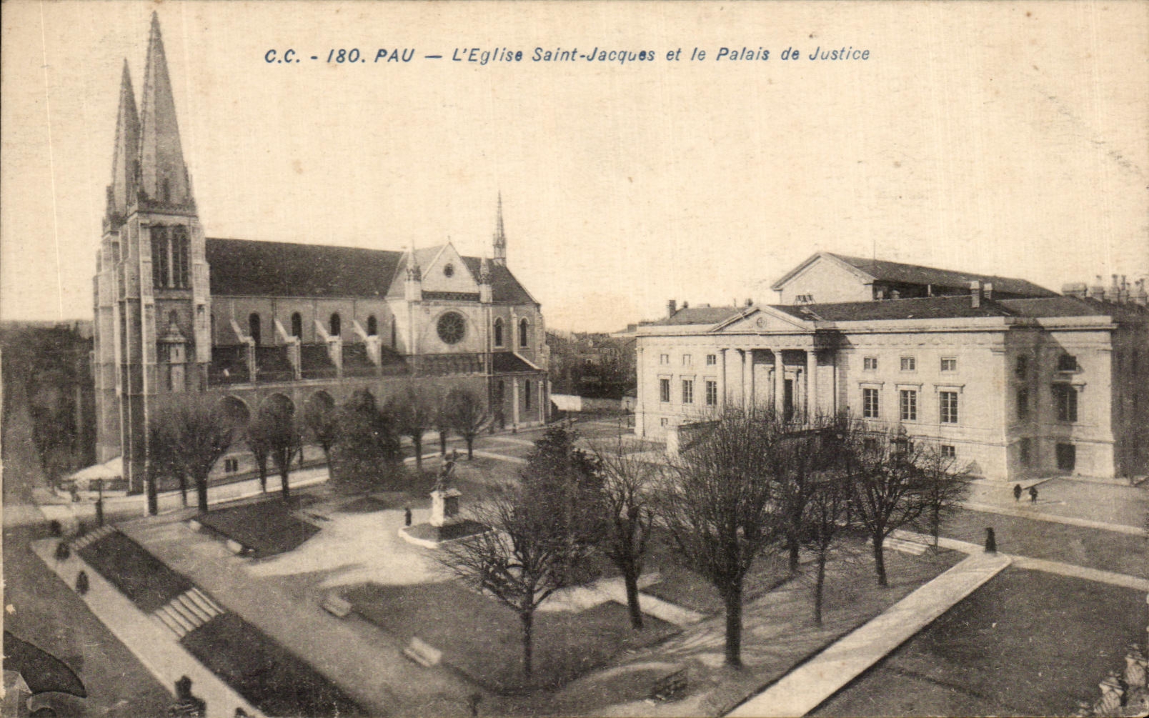 Pau — L'Église Saint-Jacques et le Palais de Justice — C.C. - 180