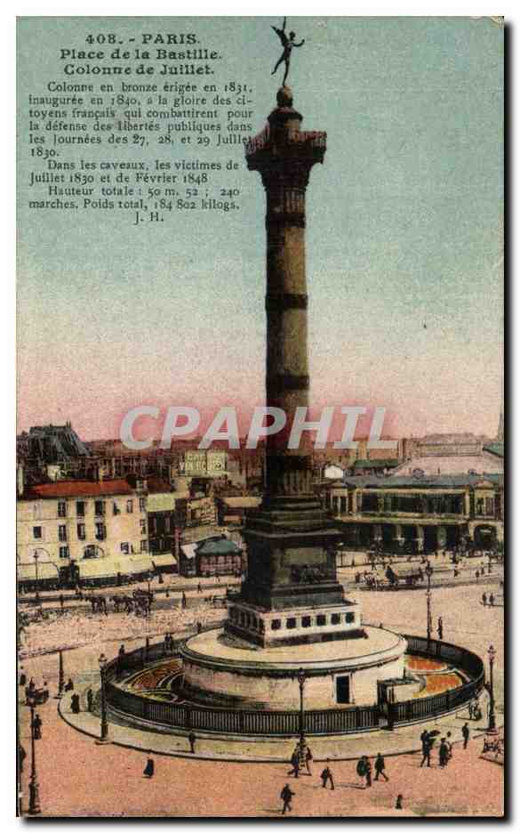 CPA Paris Place de la Bastille Colonne de Juillet