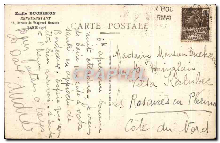 CPA Vue Genrale De Talloires Prise De St Germain — Rückseite