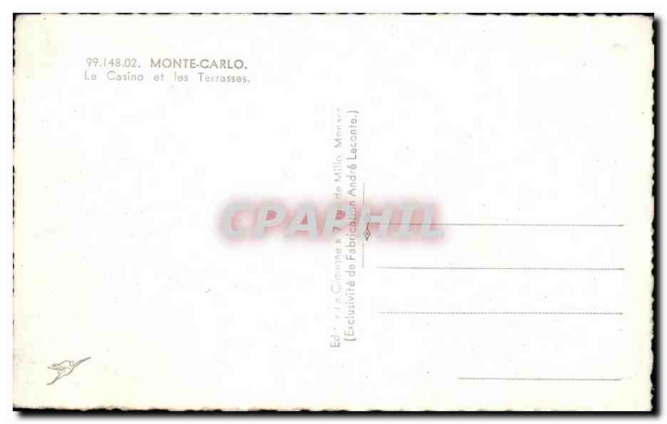CPA Monte Carlo La Casino Et Les Terrasses — Verso