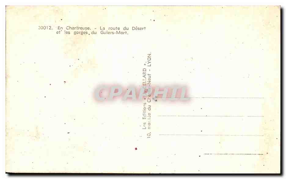 Vintage Postcard En Chartreuse La Route Du Desert Et Les Gorges Du Guiers Mort — Back