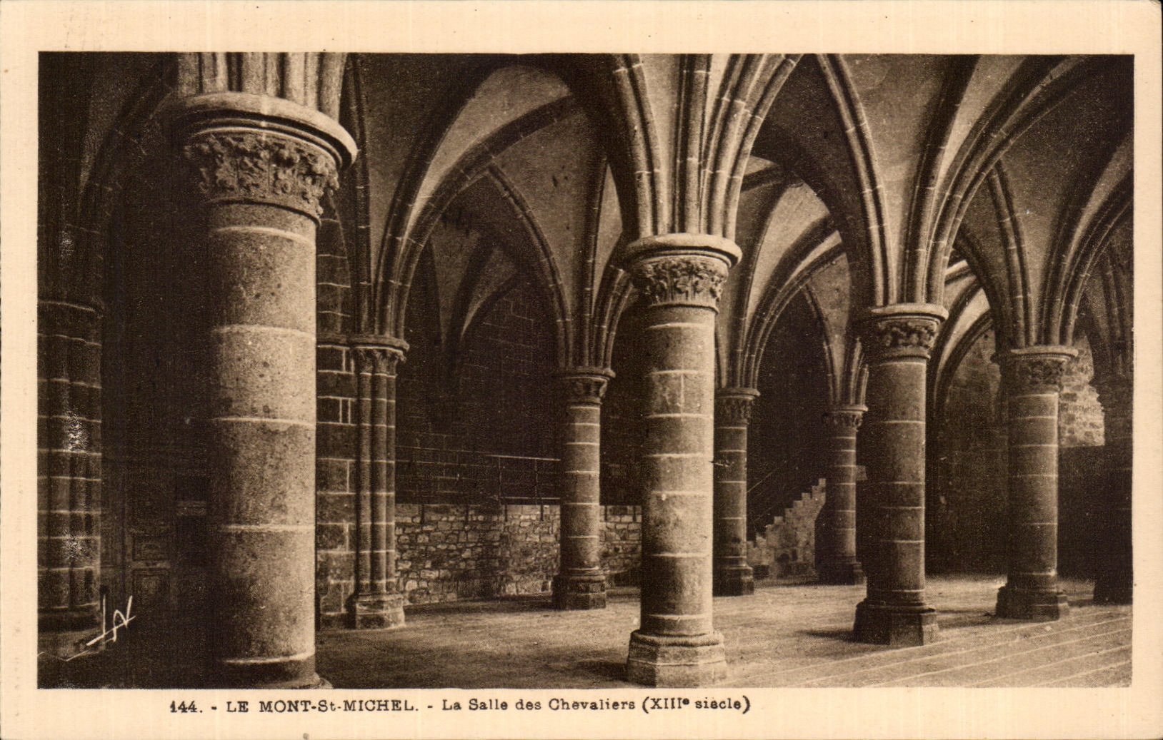 El Mont-Saint-Michel — La Sala de los Caballeros (siglo XIII) — Laurent-Nel, Rennes, n°144