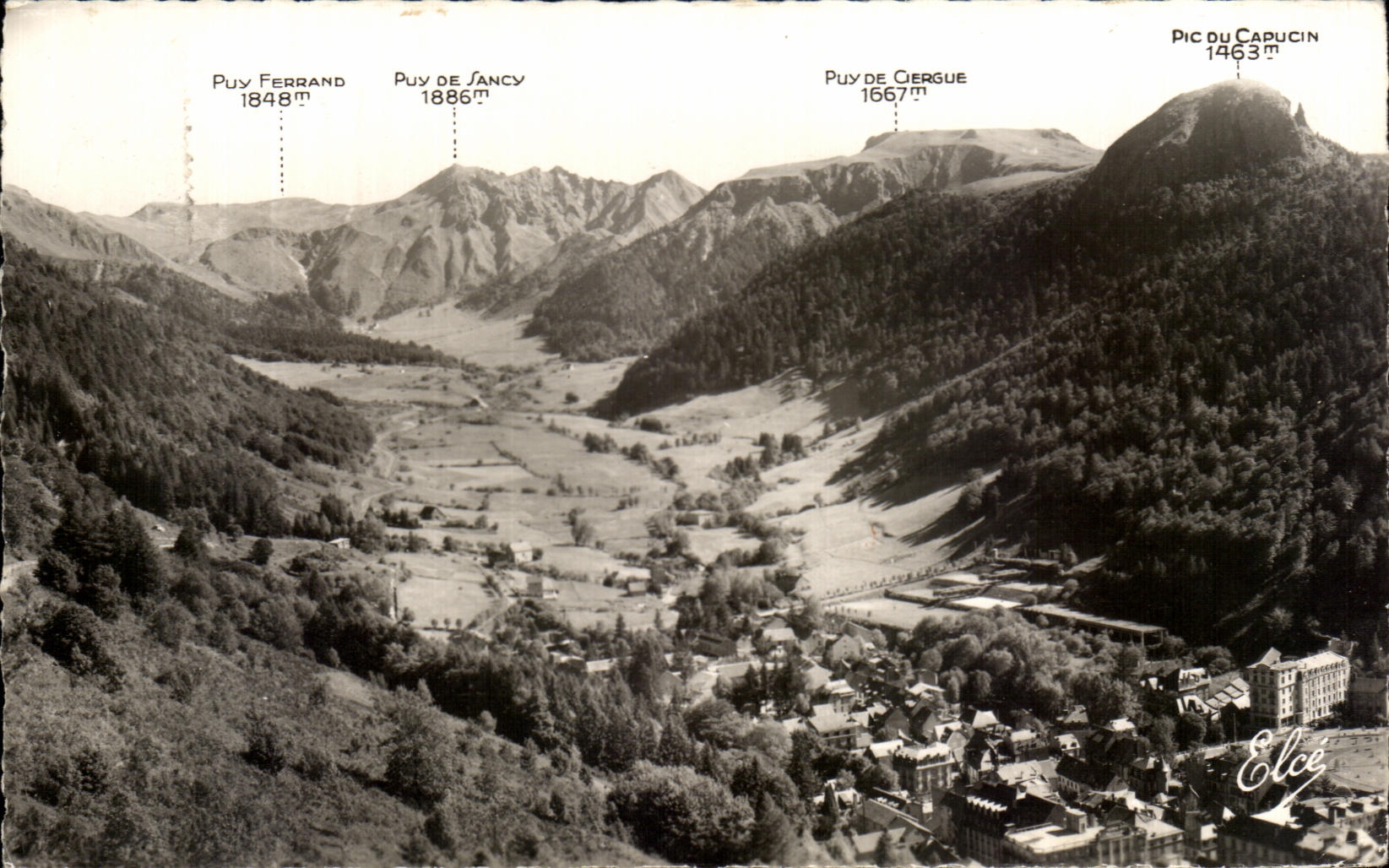 Vue générale du Mont-Dore — Puy de Sancy et montagnes environnantes — Éditeur Elcée