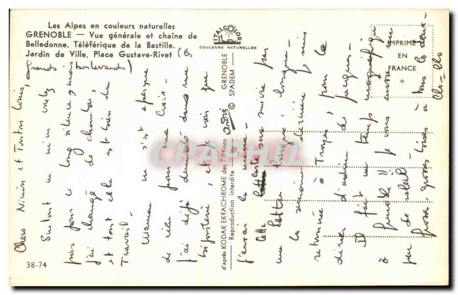 Grenoble — General View and Belledonne Range — Publisher Spadem — Back