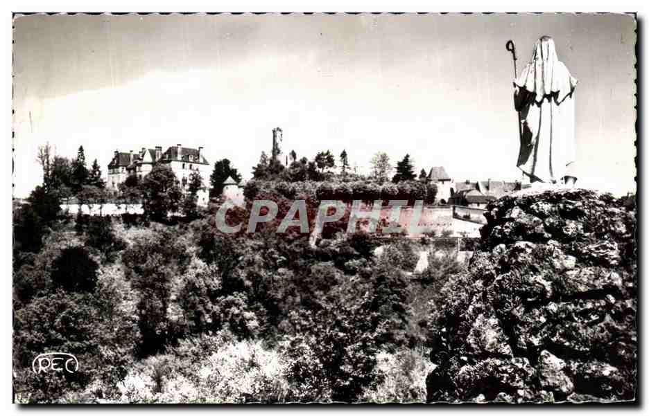 CPA Ste Severe Vue Generale Statue de Saint Severe Le Chateau