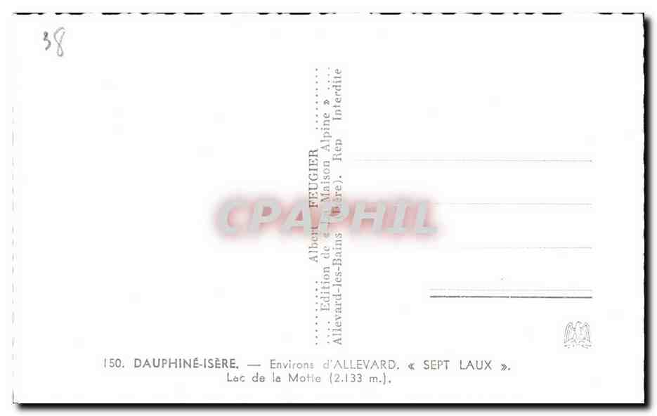 Lac de la Motie — Environs d'Allevard — Sept Laux — Édition de la Maison Alpine — Verso