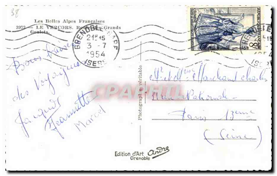Les Grands Goulots — Les Belles Alpes Françaises — Édition d'Art André, Grenoble — Reverso
