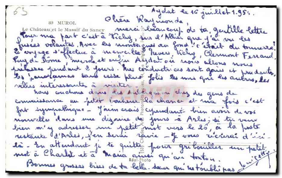 CPA Murol Le Chateau et le Massif du Sancy — Verso