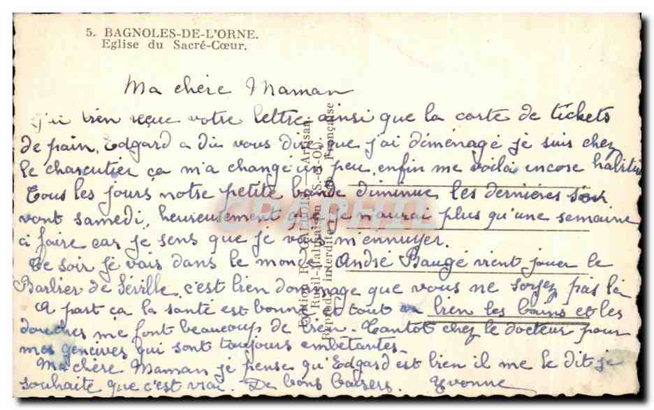 Bagnolles-de-l'Orne — Chiesa del Sacro Cuore — Editore: Tipografia R. Arnaud, Bagnolles-de-l'Orne — Verso