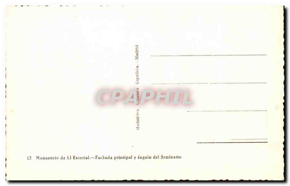 CPA Monastetio de El Escorial Fachade Principal y angulo del Seminario — Back