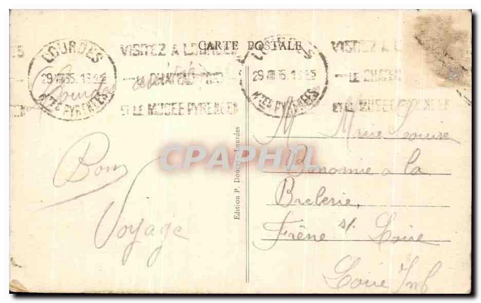 CPA Lourdes La Basilique et la Vierge Couronnee — Verso
