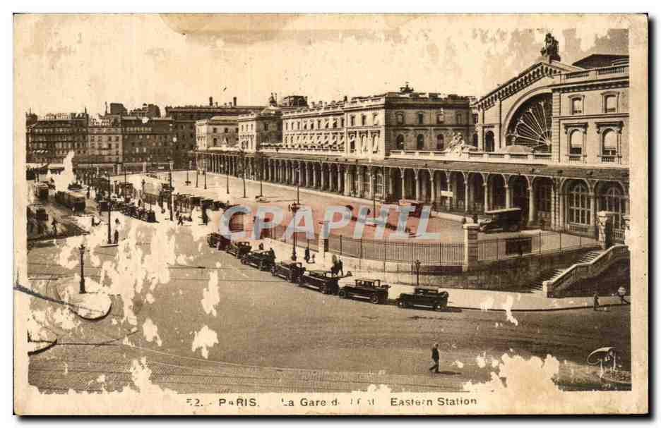 Tarjeta postal antigua París La Estación del Este
