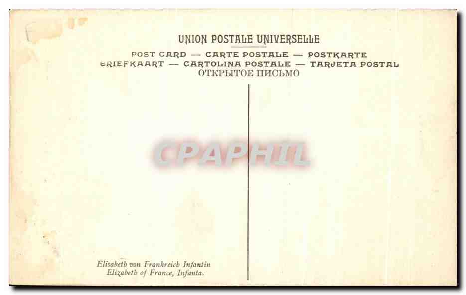 CPA Nattier Madame lisabeth de Frace mme Infante  — Verso
