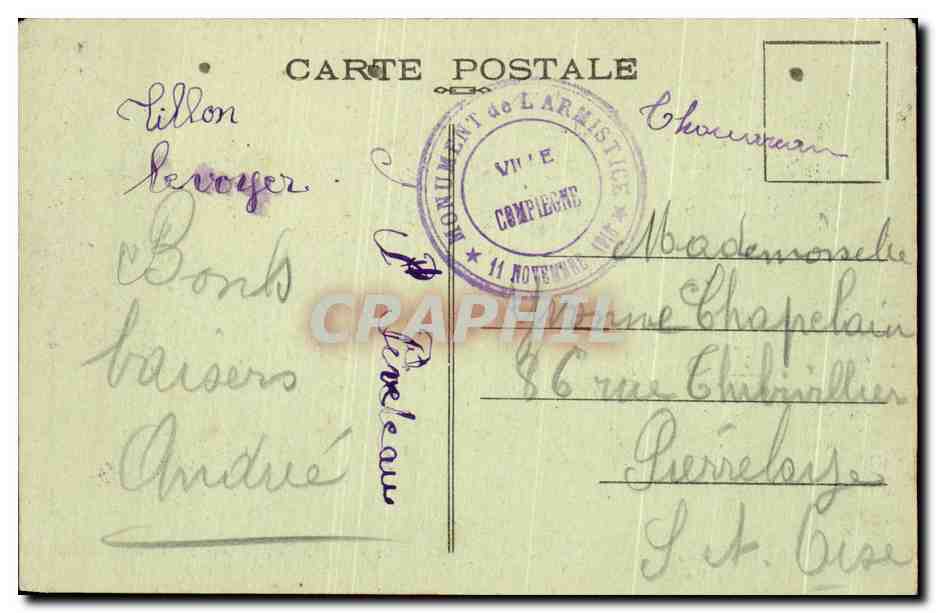 Forêt de Compiègne — Armistizewagen — Tisch, an dem der Waffenstillstand vom 11. November 1918 unterzeichnet wurde — Rückseite