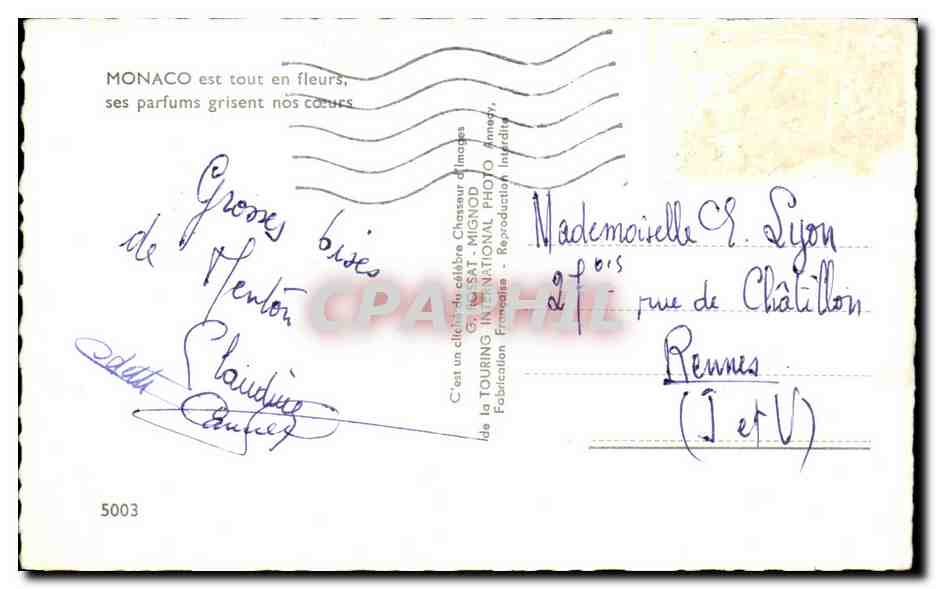 CPA Monaco est tout en fleurs ses parfums grisent nos coeurs — Rückseite