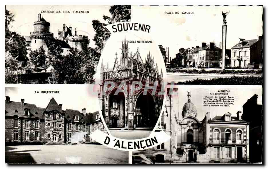 CPSM Souvenir D'Alencon Chateau Prefecture Place de Gaulle Rue Saint Blaise