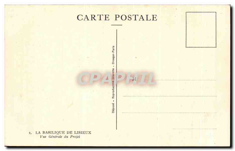 CPA La Basilique De Lisieux Vue Generale du Projet — Verso
