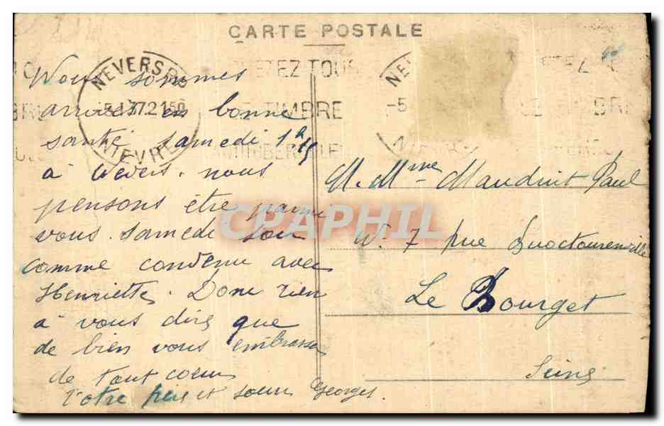 CPA Nevers Le Palais Ducal vu de la Cathedrale — Rückseite