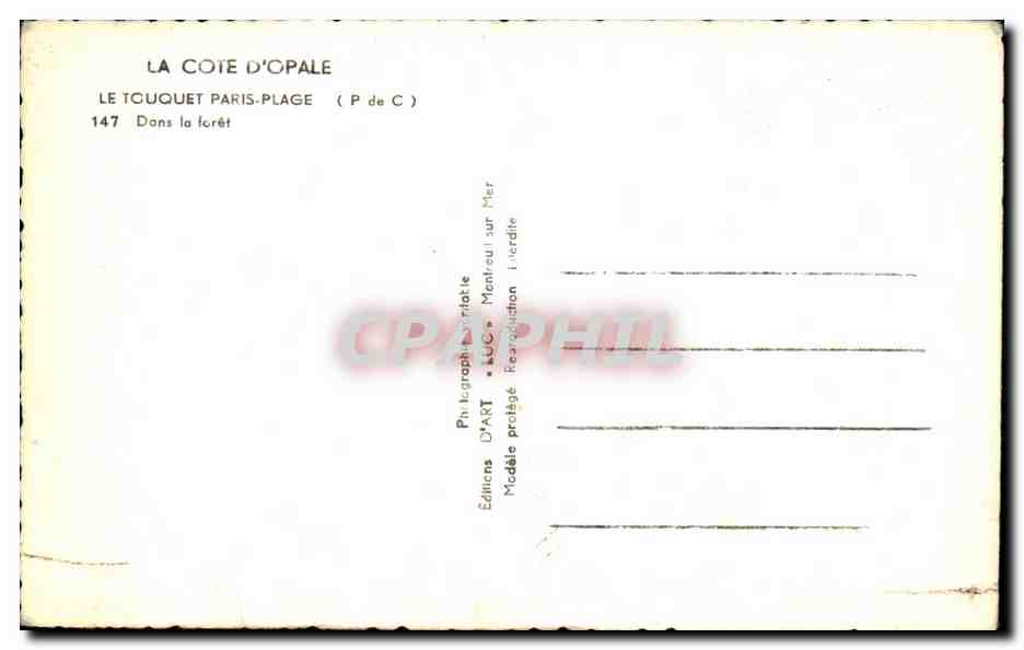 La Côte d'Opale — Le Touquet-Paris-Plage — Dans la forêt — Éditions D'ART, Montreuil-sur-Mer — Verso