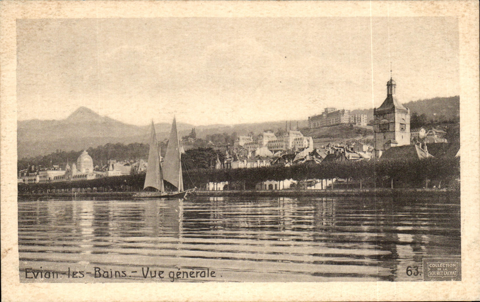 CPA Evian Les Bains Vue generale Publicite Bruyer et ses fils Rue Saint Denis Paris 