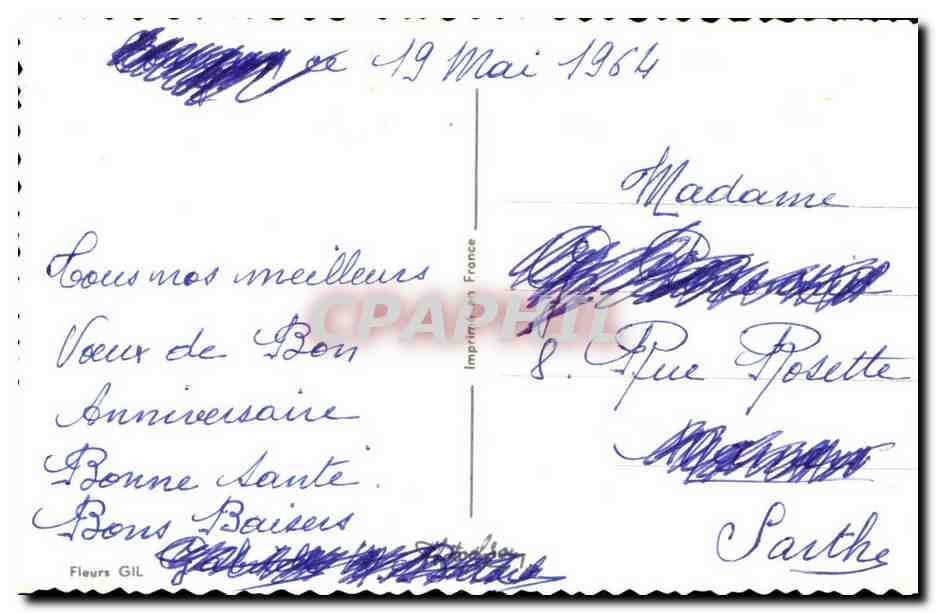 CPA Heureux Anniversaire Fleurs Roses — Verso