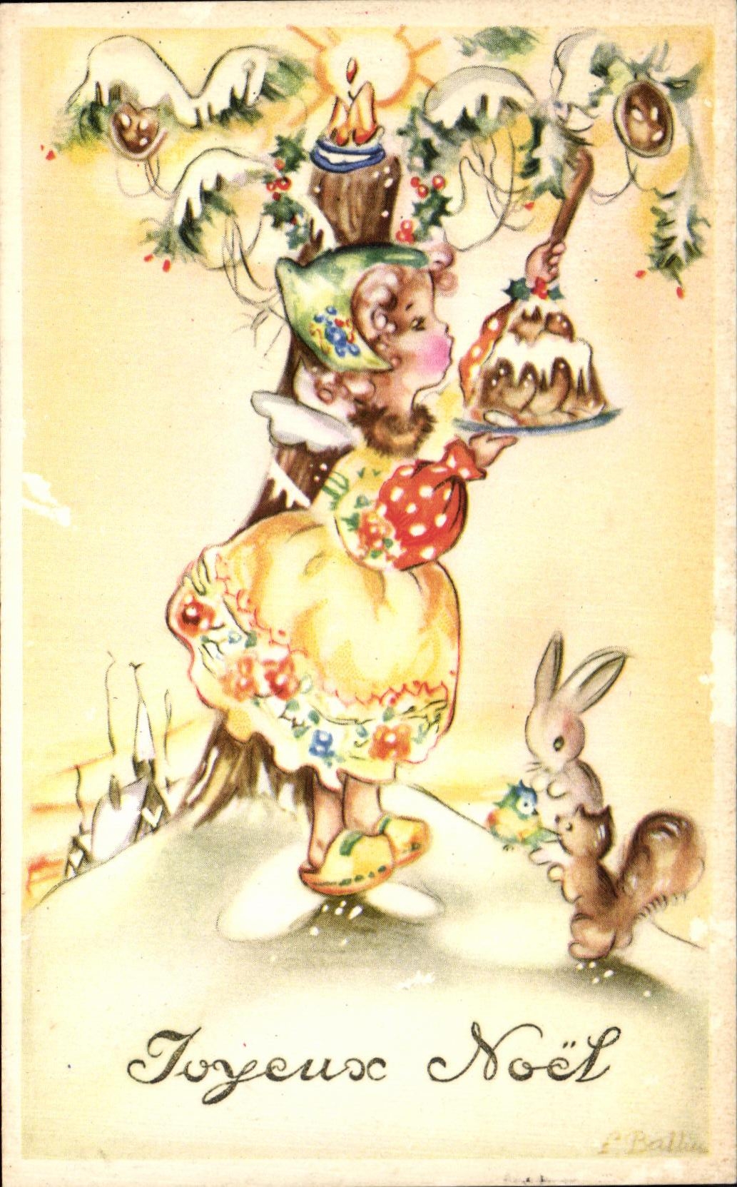 CPA Joyeuse Fete Ecureuil Enfant