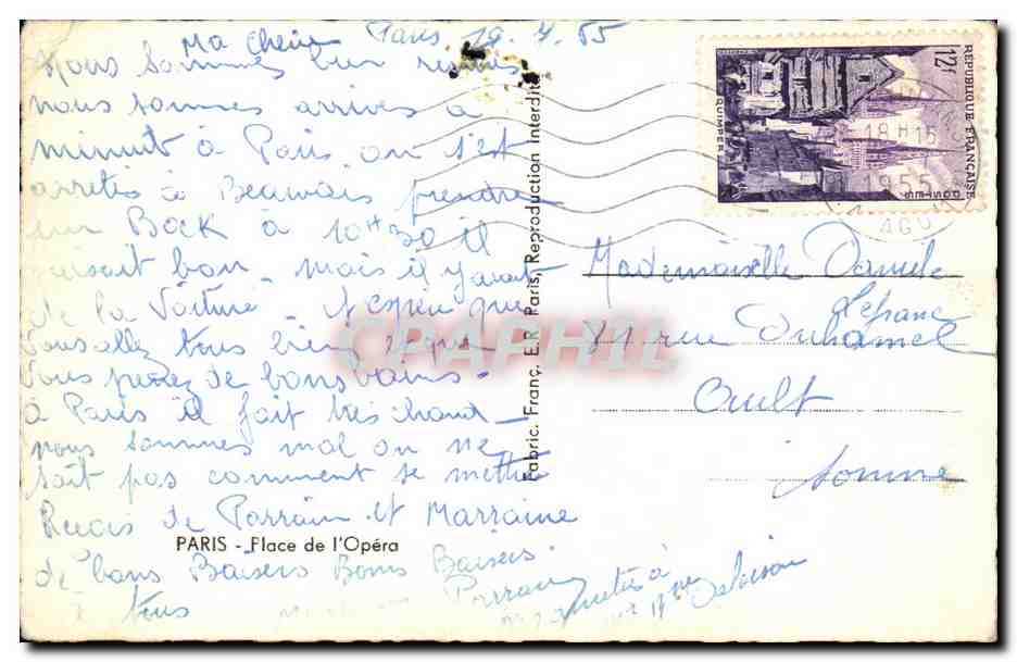 CPA Paris Flace de l'Opera — Rückseite