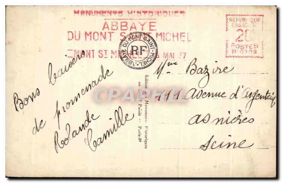 CPA Abbaye Du Mont Saint Michel Grand Degre — Verso