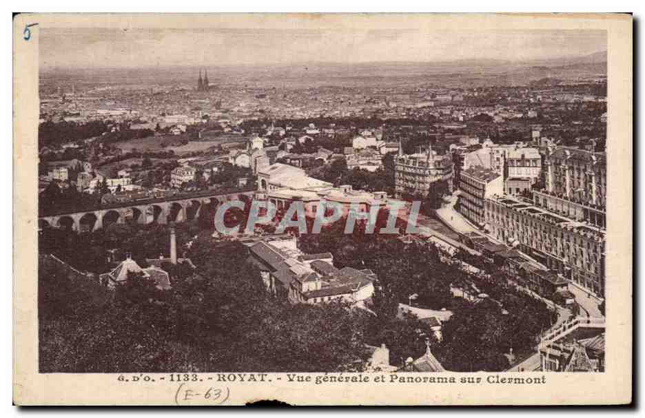 CPA Royat Vue generale et Panorama sur Clermont