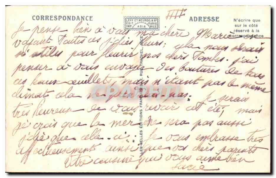 CPA Nice La Promenade des Anglais et le Palais de la Jetee — Verso