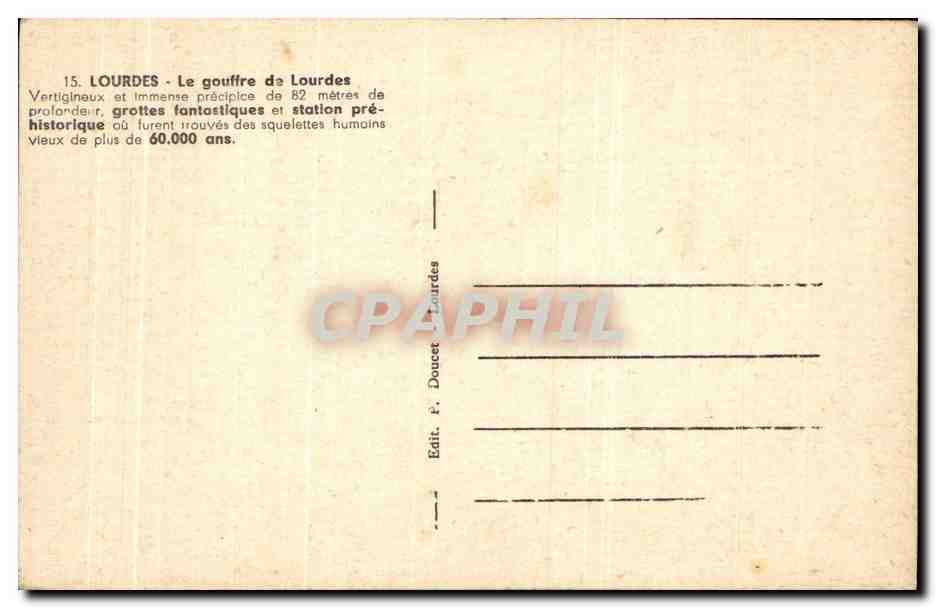 CPA Lourdes Le Gouffre de Vertigineux — Verso
