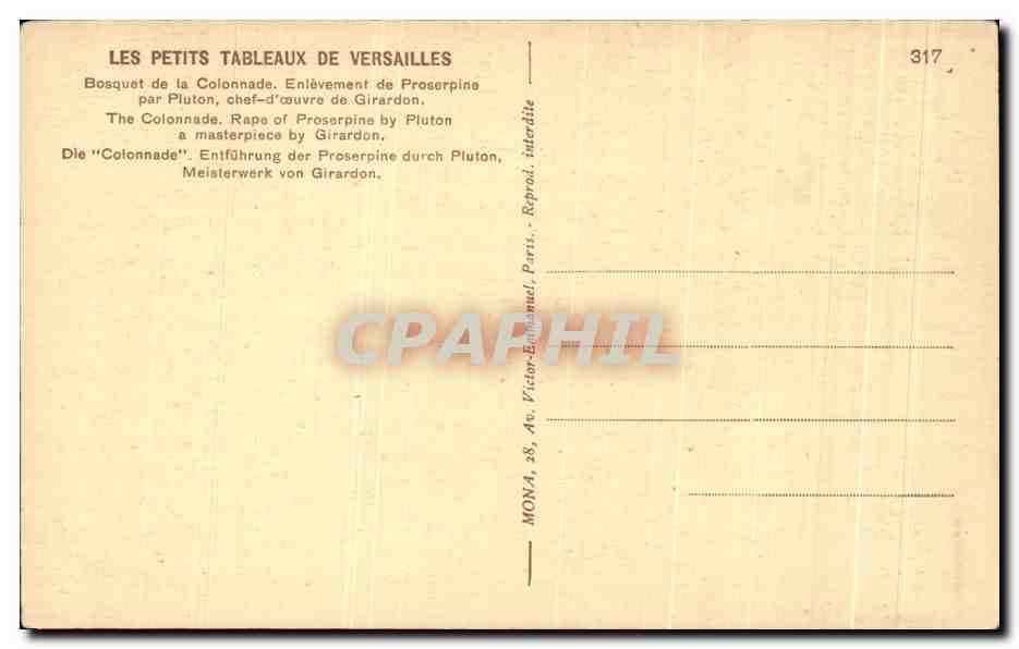 CPA Les Petits Tableaux De Versailles Bosquet De Colonnade — Verso