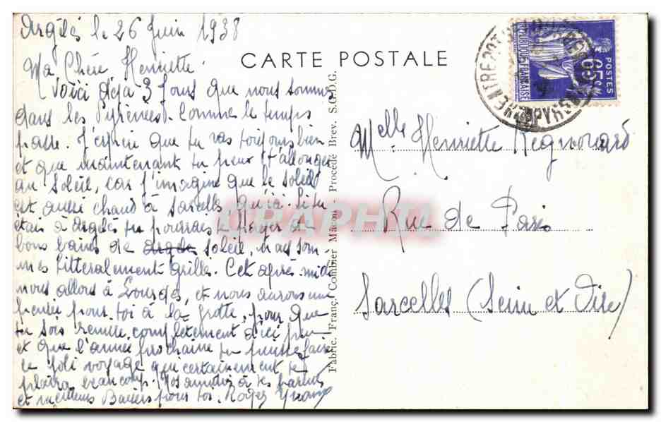 Argelès (Htes-Pyrénées) — L'Arrieulat — Verso